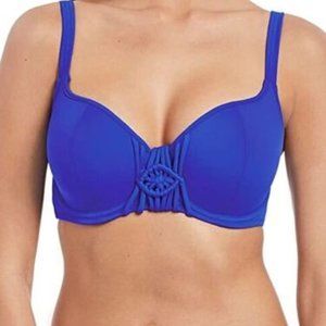 Freya Women's Macramé Sweetheart Padded Underwire Bikini Top, Cobalt, 32DD
